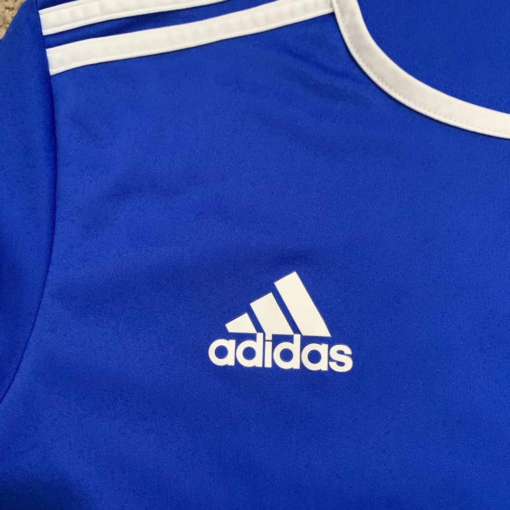Adidas Climalite Blue White Soccer Shirt Jersey Large - Picture 3 of 5